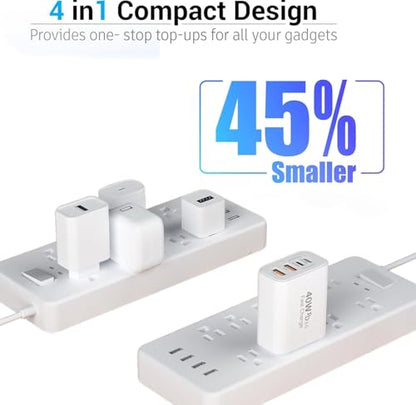 2Pack iPhone 17 16 15 Pro Max Fast Charging Block,6FT USB C to C Woven Cable Cord 40W USB C Apple Charger 4 Port PD&AC Charger Block Fast Charging for iPhone 17 Air/16e/17/16 /15 Plus/Pro/Pro Max/iPad - size: 6FT C-C