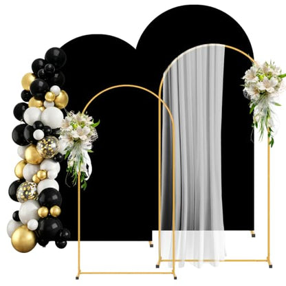 2 Pack Arch Backdrop Stand and Cover Set (7.2FT/6FT), Balloon Arch Stand, Metal Background Arch Stand, Backdrop Arch Frame, Wedding Arch for Backdrop (Black Cover) - color: Arch with Black Cover-(7.2FT/6FT)