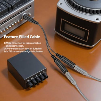 ICESPRING 1/4" 6.35mm Stereo Plug Male to Dual 1/4" Jack Female Cable | Splitter Cable Converter, 0.6 feet