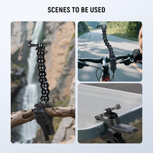 NEEWER Flexible Clamp Mount Compatible with GoPro DJI Action Cameras, Jaw Flex Super Clamp Holder, Desk Pole Clip Mount with Tube & Adapter Accessories for Photography & Video Recording, GP-80 - style: GP-80