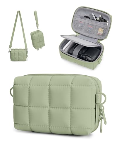 BAGSMART Digital Camera Case, Protective Puffy Camera Case with 2 Carrying Ways, Lightweight & Waterproof Small Camera Bag for Canon PowerShot G7X Mark II/III/Sony DSCW800/DSCW830 - Grey-green - color: Grey-green