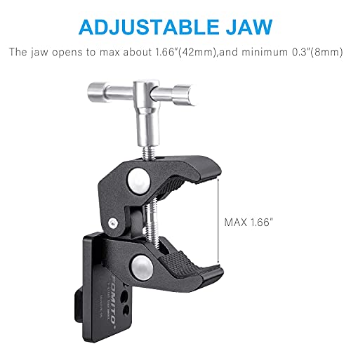 FOMITO VK-05 V-Mount Male Quick Release Plate + Super Crab Clamp, 360° Angle Adjustment, 1/4" and 3/8" Screw Holes, T-Shape Bar - color: Black, size: VK-05