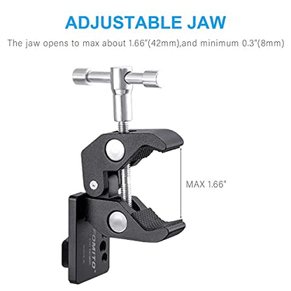 FOMITO VK-05 V-Mount Male Quick Release Plate + Super Crab Clamp, 360° Angle Adjustment, 1/4" and 3/8" Screw Holes, T-Shape Bar - color: Black, size: VK-05