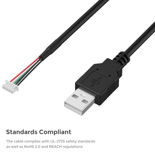 USB 2.0 Camera Cable for All Cameras Module, 2 Meters(6.56 feet) Length, OD4.0mm, Additional Metal Shielding Ground Wire