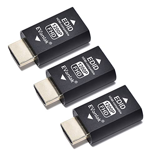 EVanlak Hdmi Edid Emulator Passthrough Dongle Eliminated Emulator Adapter 3rd Generrtion Work with Mac Thunderbolt to HDMI Switches/Extender/AV Receiver/Video Splitters -1920x1200@59hz-3pack - color: HDMI EDID 1200-3P