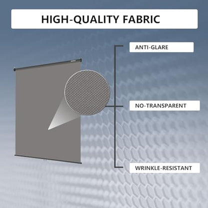 RAUBAY Retractable Pull Down Grey Screen Backdrop - 59.8" x 86.6" Collapsible Wall-Mount Background for Professional Video Production, Photography, TikTok and Video Conferencing - color: Grey, size: Standard(59.8 x 86.6in)