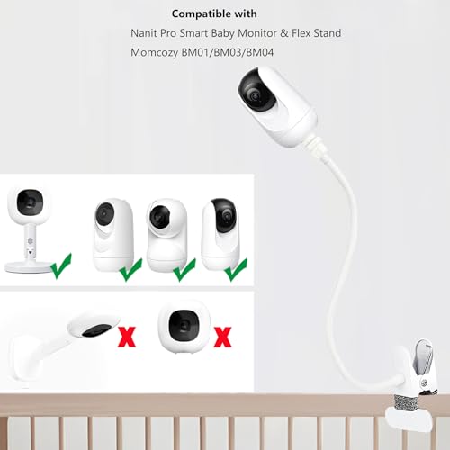 Baby Monitor Mount Holder Compatible with Nanit Pro Smart Baby Monitor & Flex Stand, Momcozy BM01/BM03/BM04 and Other Cameras with 1/4" Threaded Hole, 16 inches Flexible Clip Clamp Mount - color: Ivory