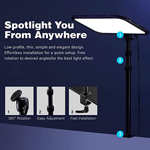 Godox ES45 Desktop LED Key Light for Streaming&Video Calls, Soft Dimmable 2800K-6500K, Magnetic Remote, App Control, Extendable Clamp Stand, Flicker-Free Light for YouTube, Twitch, Zoom&Home Office