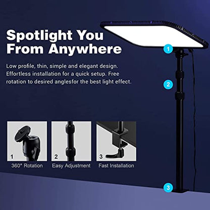 Godox ES45 Desktop LED Key Light for Streaming&Video Calls, Soft Dimmable 2800K-6500K, Magnetic Remote, App Control, Extendable Clamp Stand, Flicker-Free Light for YouTube, Twitch, Zoom&Home Office