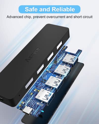 Aceele 4-Port USB 3.0 Hub, Ultra-Slim USB Hub with USB-C Powered Port[Charging/Monitor Not Supported], USB Port for MacBook, Mac Pro, iMac, Mac mini, XPS, PC, Laptop, Flash Drive, Mobile HDD - style: 0.5ft (4A)