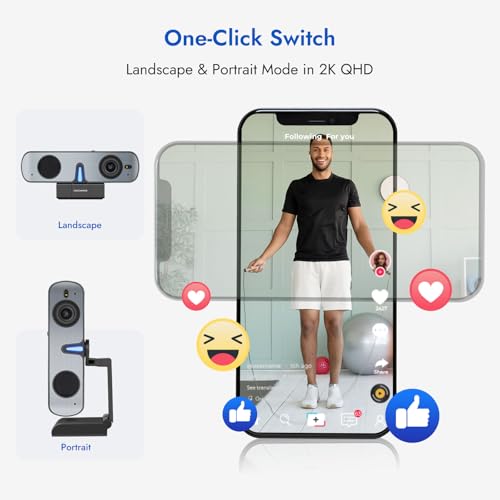 RC28 1080P 60FPS Webcam with Dual Microphones | Cardioid & Omnidirectional Pickup, Hi-Fi Sound, AI Noise Cancellation & Raw Audio Modes for Streaming, Video Calls & Studio-Quality Recording - style: Webcam Good Mic No Speaker