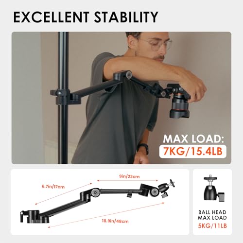 TARION Modular Desktop Camera Mount - 19"/48 cm DSLR Desk Arm with 1/4" Screw Ballhead 360 Degrees Adjustable - Compatible with 35 mm Rods - Titanrig Arm Z - size: Arm Z (Camera)