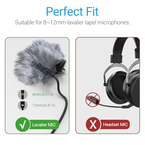Cubilux Wind Muff (Dead cat) for Lavalier Lapel Microphone, Outdoor Furry Windscreen, Windshield, Windjammer for Mini MIC, 6-Pack - color: Furry Cover, 6-Pack