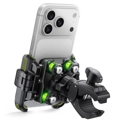Lamicall Motorcycle Bike Phone Mount Holder for 6-7.2" Phones, Green | Upgrade Vibration Dampener, Camera Friendly - color: Green