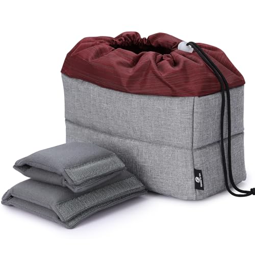 Koolertron Waterproof DSLR Camera Bag with Removable Insert, Adjustable Compartments, Fits in Camera Bags - Protective Case for DSLR/SLR Cameras & Accessories - color: Gray+Dark red