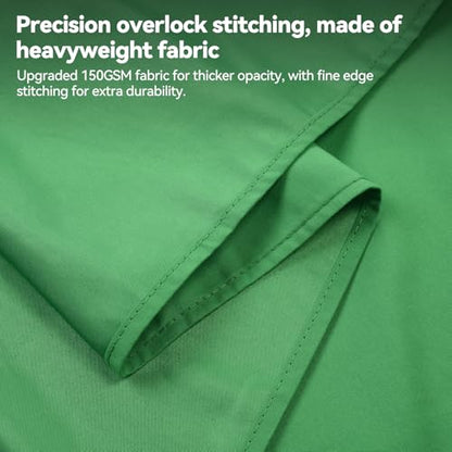 UTEBIT 5x6.5 ft Green Screen Backdrop, Thickened Photography Chroma Key Greenscreen Background, Polyester Fabric Cloth Sheet for Photoshoot, Video Zoom Meeting, Live Streaming, 150Gram (Backdrop only)