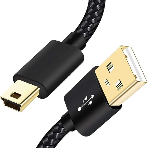 SCOVEE Mini USB Cable Braided 10ft Type A Male to Mini B Cord Data Charging Cord for GoPro Hero 3+,PS3 Controller Cord,MP3 Player,Dash Cam for Garmin Nuvi,Camera Charger for Canon PowerShot Rebel ELPH - size: 10ft