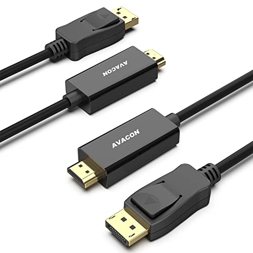 AVACON 4K DisplayPort to HDMI 6 Feet Cable 2 Pack, Uni-Directional DP 1.2 Computer to HDMI 1.4 Screen Cable Compatible with HP, ThinkPad, AMD, NVIDIA, Desktop - color: 2 PACK, size: 6 ft