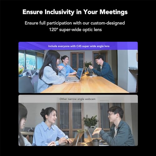 NEARITY C45 2K Video Conference Webcam with Microphone and Speaker, All-in-One Camera with 4 Noise Cancelling Microphone, 5X Zoom FHD Webcam AI Auto-Framing Plug-and-Play for Zoom/Teams/Google Meet - color: Blue