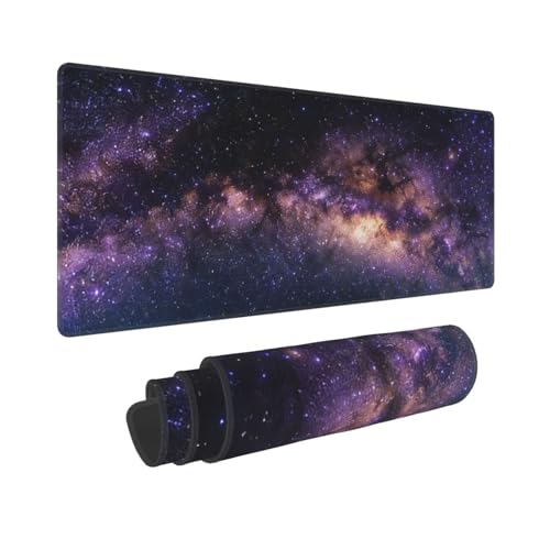 Galaxy Large Gaming Mouse Pad, Long Extended Full Nebula Mouse Mat Desk Pad for Top Keyboard Table, Aesthetic Stitched Waterproof XL Mousepad Gifts for Women Office Decor, 31.5 * 11.8 in - color: Purple Galaxy
