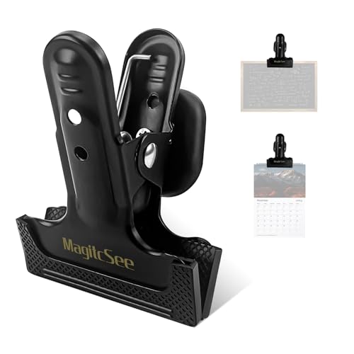 2 Pcs Heavy Duty Magnetic Clips with 1.5 Inch Mouth Opening - Securely Grip Flags, Backdrop Blueprints, Calendars,Tools - Ideal for Artists, Photography Shooting Studios, Worksite, Offices, Tool Carts - color: Black, size: XL