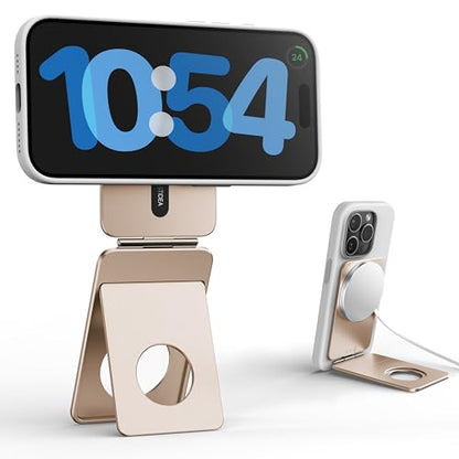IST IDEA for Magsafe Tripod, Tripod for iPhone Lightweight Aluminum Alloy & Angle Adjustment & Strong Magnets iPhone Tripod Stand Compatible with 17/16/15/14/13/12 (Included Metal Ring) - color: Desert Gold