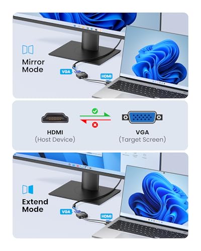 VENTION HDMI to VGA Adapter 0.5FT, Uni-Directional HDMI(Source) to VGA(Display) Converter (Male to Female) 1080P@60Hz with 3.5mm Audio and Micro USB Cable for PC/Projector/Monitor - color: 0.5 FT-152MM