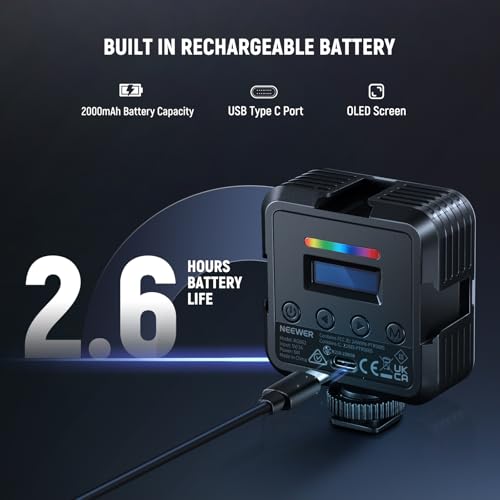 NEEWER Magnetic RGB Camera Video Light with Desk Tripod Stand & 3 Cold Shoes, Upgraded APP Control, CRI97+ 2500-8500K 2000mAh Rechargeable Photography Recording Small LED Panel Lighting, RGB62