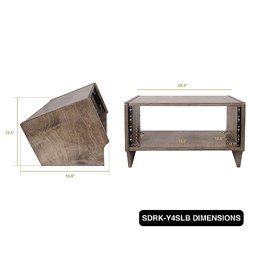 Sound Town DIY 4U Angled Desktop Turret Studio Rack with Solid Baltic Birch Plywood, Weathered Brown, Assembly Required (SDRK-Y4SLB) - size: 4U, Weathered Brown