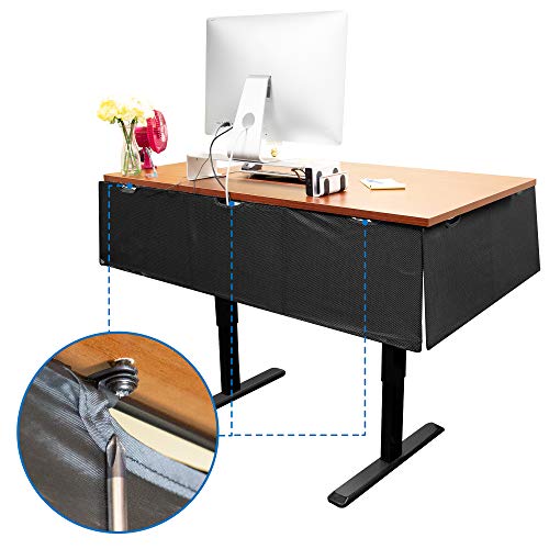 Mount-It! Under Desk Modesty Panel for Office Desks and Sit Stand Workstations [60 Inches Wide] Mesh Organizer Pockets for Cables and Wires (Black) - size: 60 inches