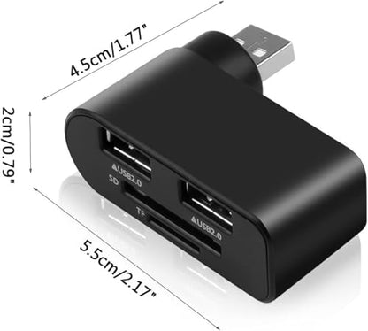 1Pc Black 4 in 1 USB 2.0 Hub Docking Station 1 USB2.0 480Mbps 180 Degrees Rotatable Splitter Card Fast Reader for Laptop Notebook USB Hub Adapter Computer Accessories and Peripherals