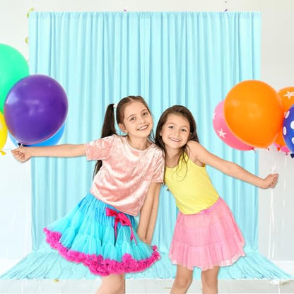 10ft x 7ft Lake Blue Backdrop Curtains for Parties, Fabric Satin Background Curtain with Rod Pockets for Weddings, Birthday, Baby Shower, Photography, Graduation Party Backdrop Drapes, 2 Panels - color: Lake Blue