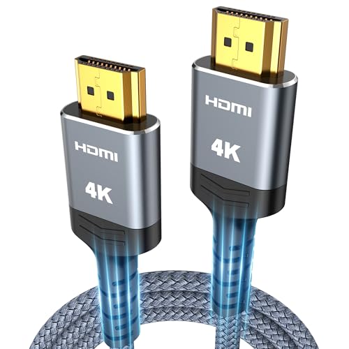 HDMI Cable 6.6 ft, Highwings 4K HDMI 2.0 Cord with Ultra HD Stunning Clarity, Nylon Braided & Gold-Plated Connectors, HDR, Ethernet, ARC, 3D, HDCP 2.2, Compatible with for Wall-mounted HDTV , Monitor - color: Grey, size: 6.6 feet