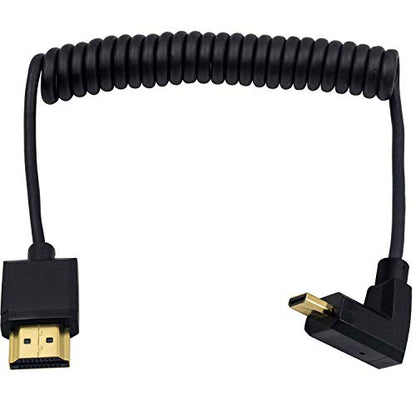 Duttek 4K 90 Degree HDMI to Micro HDMI Coield Cable 1FT-4FT, Extreme Slim UP Angled Micro HDMI Male to HDMI Male Coiled Cable for 1080P, 4K, Ultra HD, 3D - size: UP Angled 1.2M