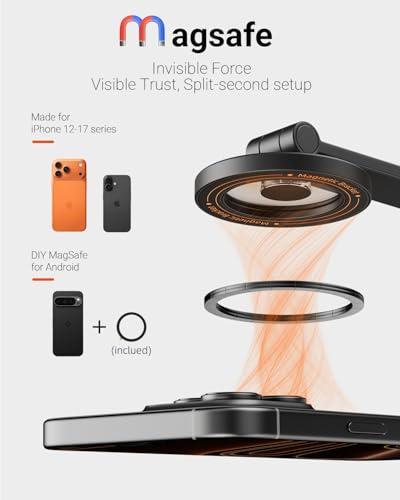 VIMOSE 66" Magnetic Phone Tripod, Tripod for iPhone with Remote & Strong Magnetic Holder for Magsafe, Stable Cell Phone Tripod for Video Recording