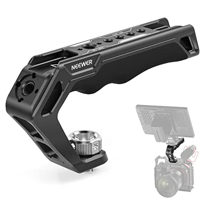 NEEWER Camera Top Handle with 3/8" ARRI Locating Pins, Comfort Silicone Grip with 1/4" 3/8" Threads and 3 Cold Shoes, Compatible with SmallRig Handles Camera Cages Video Rigs, CA007 - style: CA007