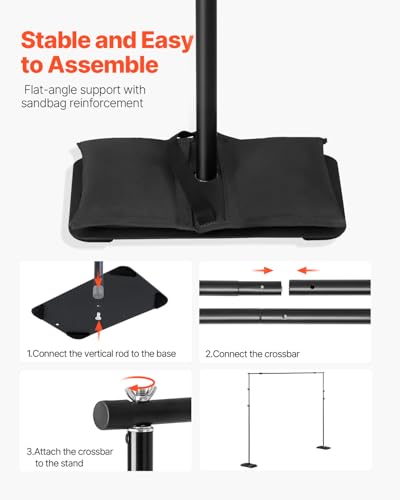 VEVOR Backdrop Stand, 8.5 x 10 ft Adjustable Photo Backdrop Stand Kit, Portable Background with 7 Crossbars, Heavy Duty Projector Screen, for Wedding, Photo Video Studio & Party - size: 8.5 x 10 Ft