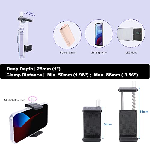 NICEYRIG Aluminum Power Bank Clamp for DJI RS 2 / RS 3 / RS 3 Pro, 50mm - 88mm Wide Range Universal Portable Charger Holder with Detachable Cold Shoe Mount for DSLR Camera, Gimbal System - 540
