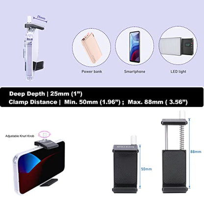 NICEYRIG Aluminum Power Bank Clamp for DJI RS 2 / RS 3 / RS 3 Pro, 50mm - 88mm Wide Range Universal Portable Charger Holder with Detachable Cold Shoe Mount for DSLR Camera, Gimbal System - 540