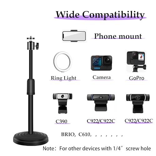 Webcam Stand, 12.6 Inch Web Cam Stand for Desk, Adjustable Webcam Mount Camera Stand for Logitech Webcam C922 C930e C920S C920 C615 C960 C920x BRIO 4K NexiGo N60, Phones, Cameras - size: 12.6 Inch