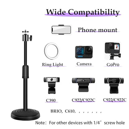 Webcam Stand, 18 Inch Web Cam Stand for Desk, Adjustable Webcam Mount Camera Stand for Logitech Webcam C922 C930e C920S C920 C615 C960 C920x BRIO 4K NexiGo N60, Phones, Cameras - size: 18 Inch