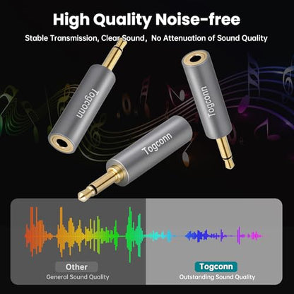 3.5mm 1/8Inch Stereo to Mono Audio Adapter 2Pack,1/8" TRS Stereo (Female) Jack to Mono (Male) Plug Headphone Accessories Converter Connector Gold-Plated Plugs & (Aluminum Shell) for Headphone, Radio - style: 2 Pack