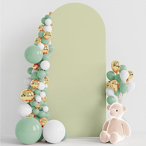 Wokceer 6FT Wedding Arch Cover Spandex Fitted Wedding Arches Stand Covers Round Top Chiara Arch Backdrop Cover for Birthday Party Ceremony Banquet Decoration Sage Green - color: Light Sage Green, size: 6 FT