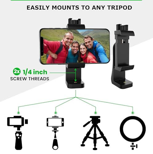 KobraTech iPhone Tripod Mount Adapter - Fits Any Smartphone - Includes Bluetooth Remote Shutter - UniMount 360 Universal Phone Holder for Tripod - size: Standard