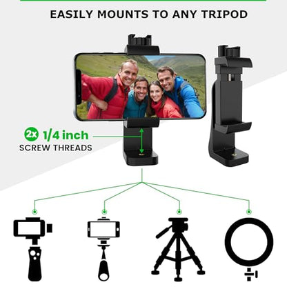 KobraTech iPhone Tripod Mount Adapter - Fits Any Smartphone - Includes Bluetooth Remote Shutter - UniMount 360 Universal Phone Holder for Tripod - size: Standard