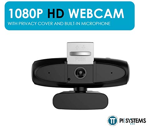1080P HD Webcam with Adjustable Privacy Cover and Built-in Noise-Reduction Microphone - Sleek Black