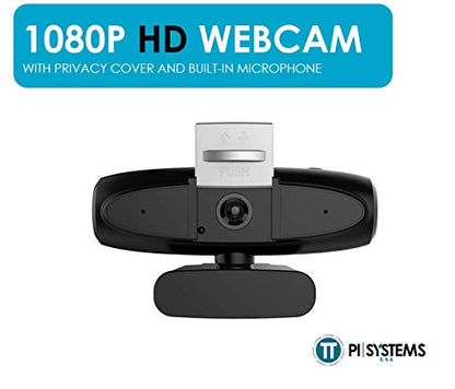 1080P HD Webcam with Adjustable Privacy Cover and Built-in Noise-Reduction Microphone - Sleek Black