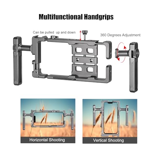 PCR-01 Smartphone Cage Universal Phone Video Rig Kit with Handle, Phone Stabilizer for Video Recording Cell Phone Filming Accessories