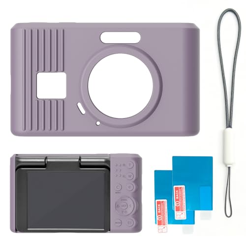 Case for Kodak PIXPRO C1 accessories,Soft Silicone Protective Case,Comes with 2 Screen Protectors and 1 Wrist Strap - Rose grey - color: Rose grey