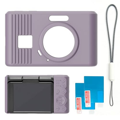 Case for Kodak PIXPRO C1 accessories,Soft Silicone Protective Case,Comes with 2 Screen Protectors and 1 Wrist Strap - Rose grey - color: Rose grey